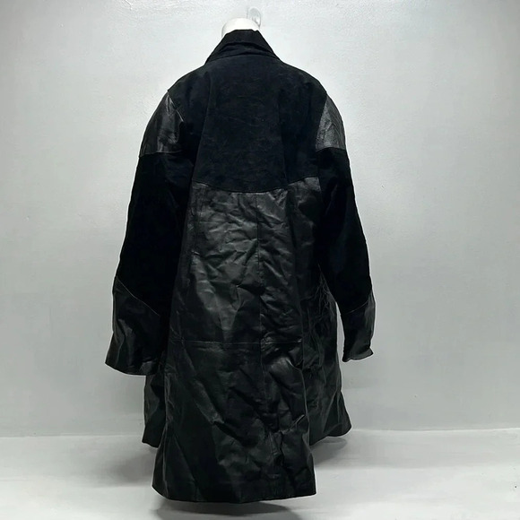 Suede Jacket Coat Pure Leather Heavyweight Open Front Black Women's Plus Size 2X - Picture 4 of 11